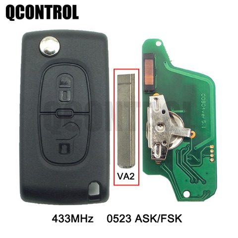 QCONTROL télécommande véhicule commande pour CITROEN C2 C3 C4 C5 Picasso Berlingo alarme CE0523 ASK/FSK, 2 boutons VA2 ► Photo 1/2