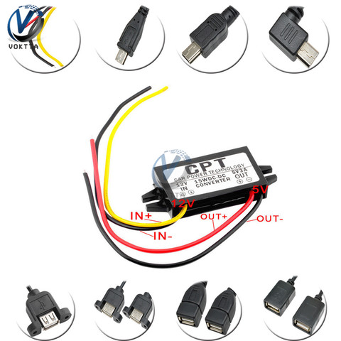 Convertisseur d'alimentation étanche 12V à 5V, 3a, 15W, convertisseur d'alimentation électrique Mini USB, adaptateur de sortie, DC-DC ► Photo 1/6