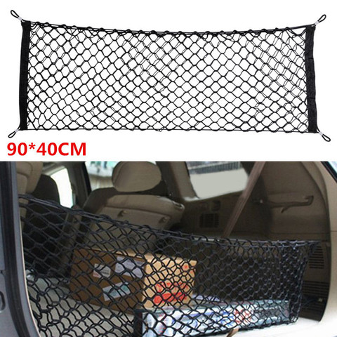 Filet de rangement pour coffre de voiture, filet de chargement automobile pour les stries de lit de camion, filet en Nylon élastique universel, filet d'organisation arrière avec crochets ► Photo 1/6