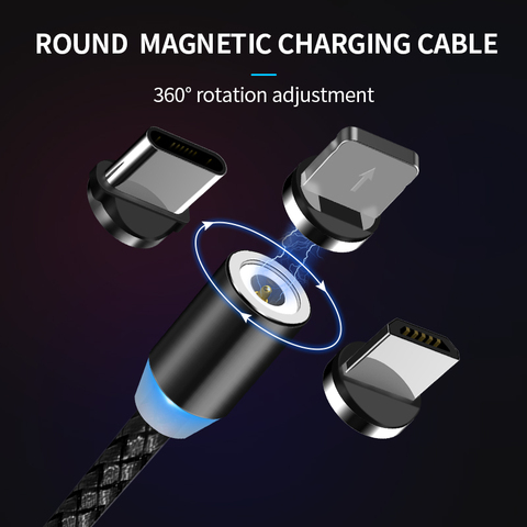 AUFU – câble magnétique Micro USB/type-c, Charge rapide, cordon de chargeur aimanté pour téléphone Android et iPhone ► Photo 1/6