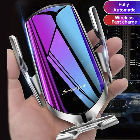 Fixation automatique QI sans fil chargeur de voiture montage capteur infrarouge support de charge rapide pour iPhone 8 X XR XS 11 Samsung S10 S9 S8 ► Photo 1/6