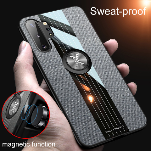 Coque arrière en tissu avec support magnétique pour Samsung, compatible Galaxy Note 10 Plus, Note 8, 9, 10 Lite, Note 20 Ultra ► Photo 1/6