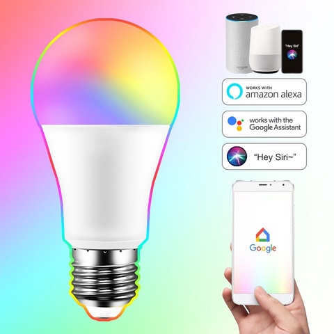 E27 ampoule intelligente 15W WiFi LED lampe de lumière changement de couleur magique rvb + blanc fonction de minuterie réglable travailler avec Alexa Google Home Siri ► Photo 1/6