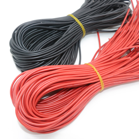 10 mètre/lot fil silicone souple haute température spécial 10 12 14 16 18 20 22 24 26 AWG (5m rouge et 5m noir) couleur ► Photo 1/3