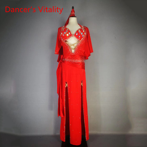 Costume de danse du ventre pour femmes, 5 pièces, Design coréen, Robe de Performance, soutien-gorge, bandeau, taille, écharpe, sous-vêtements, fait à la main, Bling ► Photo 1/6