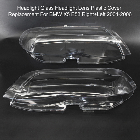 Couvercle de lentille de phare en verre, 1 paire, accessoires de voiture de remplacement pour BMW X5 E53 2004-2006 ► Photo 1/6