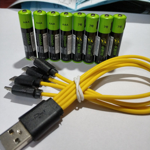 ZNTER – batterie lithium-ion rechargeable avec câble usb, 1.5V, AAA, 600mAh, li-polymère, li-po, 8 pièces ► Photo 1/6