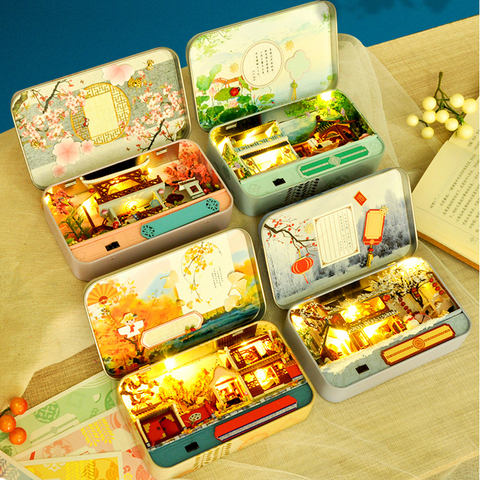 Boîte théâtre maison de poupée Miniature jouet avec meubles bricolage Miniature maison de poupée lumière LED jouets pour enfants cadeau d'anniversaire TH5 ► Photo 1/6