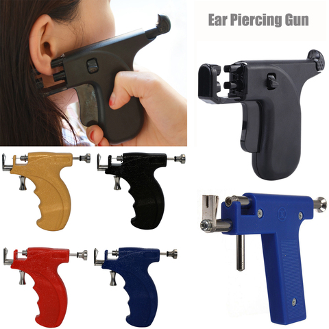 Professionnel oreille Piercing pistolet outils Kit oreille goujon acier or boucle d'oreille oreille nez nombril corps Piercing pistolet ensemble pas de douleur sûr stérile ► Photo 1/6