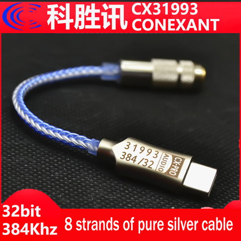Amplificateur de casque d'écoute DAC CX31993 USB Type C, bleu avec sortie 3.5mm SNR128dB PCM 32b/384kHz pour appel téléphonique Android windows 10 ► Photo 1/5