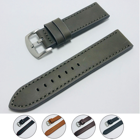Bracelet de montre en cuir pour hommes et femmes, 5 couleurs, 22mm, 20mm, 18mm, 24mm ► Photo 1/6