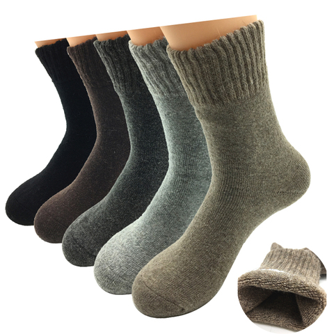 5 paires/lot Laine Épaisse Chaussettes Hommes D'hiver Cachemire Respirant Chaussettes Hommes Meias Vente Chaude ► Photo 1/6