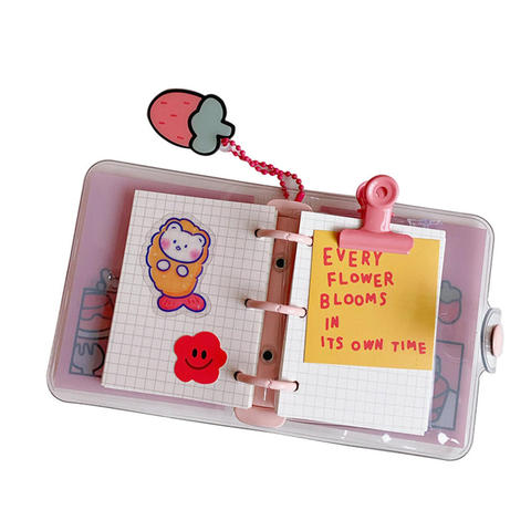 Mini carnet de poche en PVC Transparent, 3 trous, à feuilles mobiles, papeterie pour journal intime, carnet de notes, planificateur ► Photo 1/6