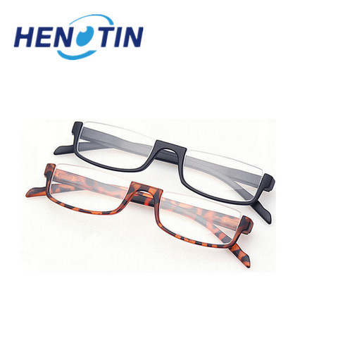 Lunettes de lecture en plastique pour hommes et femmes, avec demi-monture, avec charnière, printemps, tortue hypermétropie noire ► Photo 1/4