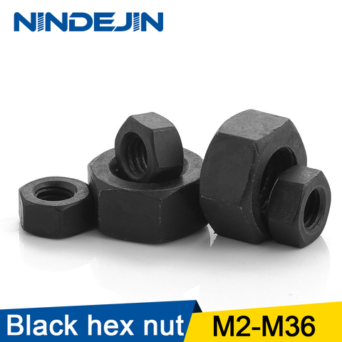 Écrous hexagonaux M2 M2.5 M3 M4 M5 M6 M8 M10 M12 M14 M16 M18 M20 M22 M24 M27 M30 M36, écrous hexagonaux en oxyde noir de carbone ► Photo 1/6