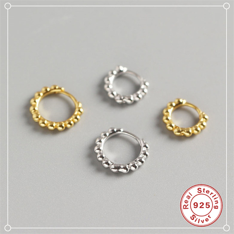 ROXI classique petites perles rondes or cerceau boucles d'oreilles Punk Simple cercle boucle d'oreille femmes bijoux 925 en argent Sterling boucles d'oreilles oreille pince ► Photo 1/6