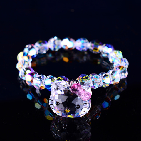 Bracelets chat rose en cristal véritable autrichien, bijoux à la mode pour femmes et filles, cadeau ► Photo 1/6