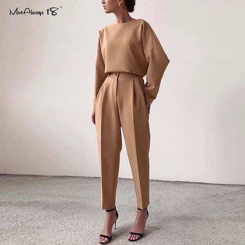 Mnealways18 Vintage fermeture éclair kaki pantalon femmes taille haute bureau pantalon dames marron pantalon vêtements de travail automne pantalons longs 2022 ► Photo 1/6