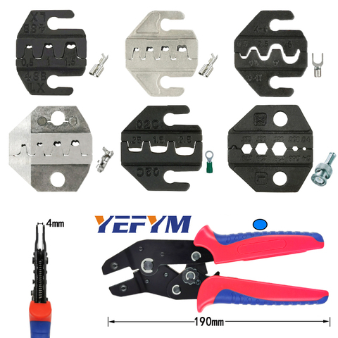 YEFYM pince à sertir mâchoire (largeur de la mâchoire 4mm/pince 190mm) pour TAB 2.8 4.8 6.3 C3 XH2.54 2510 plug isolation tube terminal outils ► Photo 1/6