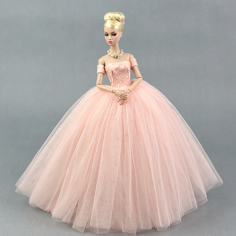 Robe de mariée en dentelle rose pour poupée Barbie, accessoires de