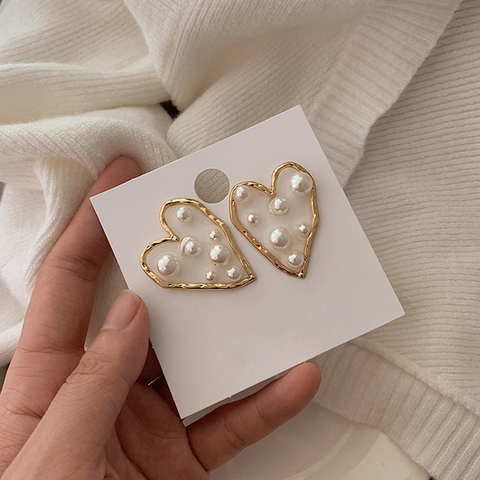 AENSOA Unique Transparent acrylique coeur grandes boucles d'oreilles pour les femmes 2022 nouveau bijoux coréen clair déclaration goutte boucles d'oreilles Brincos ► Photo 1/6