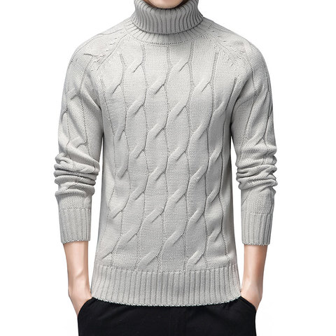 Noir col roulé chandails hommes épais chaud hiver Pull pour hommes nouveau décontracté Pull Homme coton Pull hommes motif géométrique manteau ► Photo 1/6