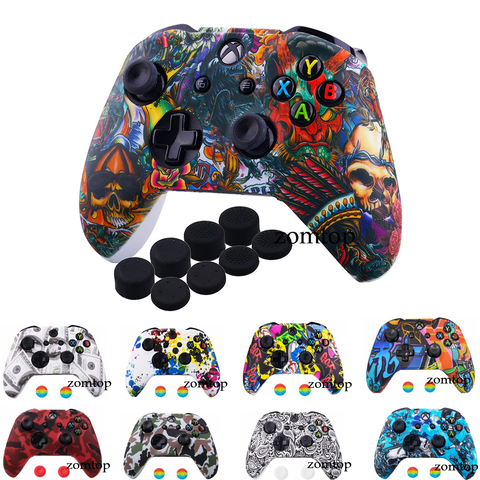 Pour Xbox One X S contrôleur manette camouflage Silicone couverture en caoutchouc peau poignée étui de protection pour Joystick mince ► Photo 1/6