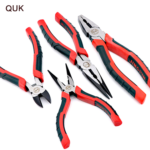 QUK – jeu de pinces d'électricien 6 8 pouces, coupe-câble, dénudage de fil, jeu d'outils de coupe, nez Long Diagonal, outils manuels de réparation ménagers ► Photo 1/6