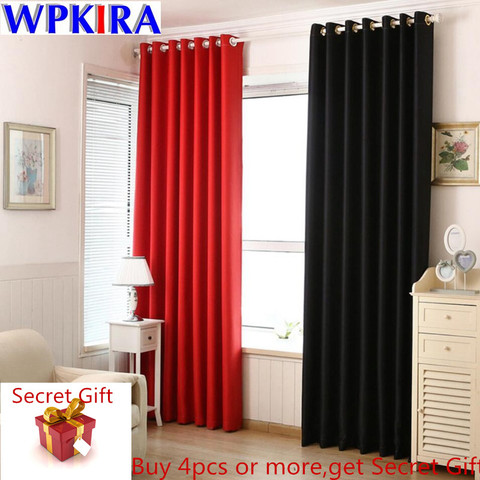 Noir épais rideau tissu Polyester aveugle rideaux occultants rouge café maison rideau ombre drapé tissu porte blanc Tulle WP092H ► Photo 1/6