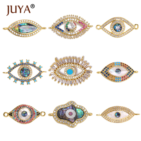 JUYA – connecteurs yeux maléfiques pour la fabrication de bijoux, breloques en CZ, connecteur de voile d'ormeau, bricolage de Bracelet, collier, accessoires faits à la main ► Photo 1/6