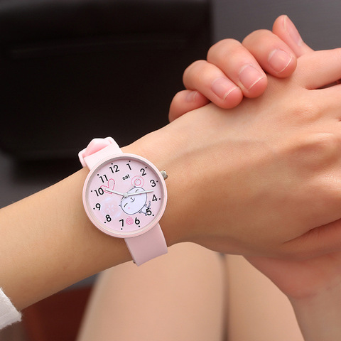 Filles garçons mignon chats modèle enfants montre femmes Simple montre à Quartz décontractée dames mode montres enfants montres meilleur cadeau ► Photo 1/6