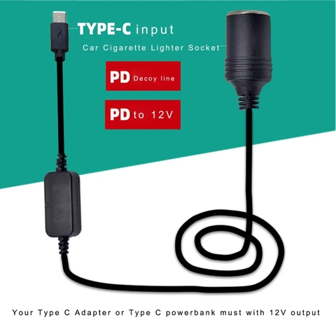 USB C PD Type C mâle à 12V voiture allume-cigare prise femelle câble pour conduite enregistreur GPS e-chien voiture ventilateur ► Photo 1/6