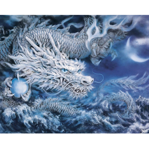 Dragon huile photo par numéros sur toiles avec encadré 50x65cm peinture acrylique pour adultes bricolage Kits coloriage dessin décor à la maison Art ► Photo 1/6