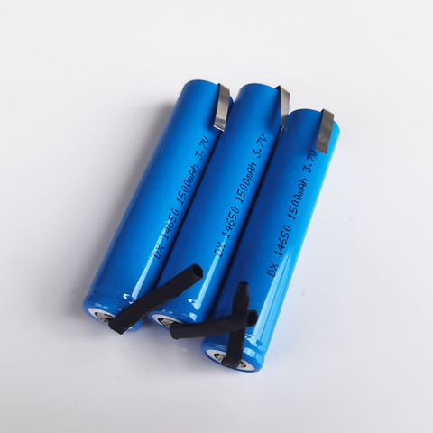 Batterie lithium-ion rechargeable, 3.7V, 14650 MAH, 4-10 pièces, avec broches de soudage, pour lampe torche et rasoir électrique ► Photo 1/5