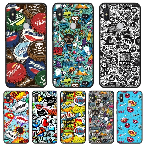 Coque de téléphone pour Xiaomi Redmi S2 6A 5 Plus 4A Pocophone F1 Redmi Note 4 4X 5 5A 6 Pro Prime Anime Graffiti Silicone couverture arrière ► Photo 1/6