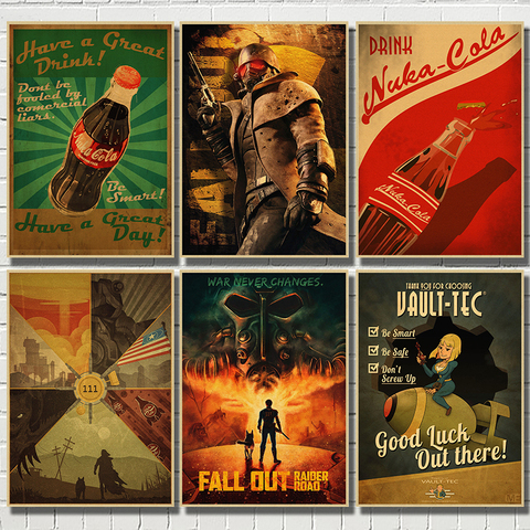 Fallout Classique Jeu Kraft Papier Affiche Bar Cafe Salon salle À Manger Mur Décoratif Peintures ► Photo 1/6