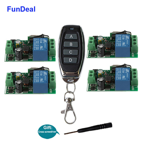 FunDeal 433Mhz universel sans fil RF télécommande commutateur AC 110V 220V 1CH Garage veilleuse récepteur et 433 MHz télécommande ► Photo 1/6