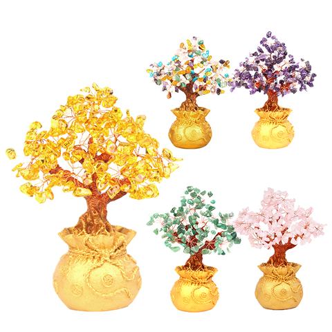 7 pouces Feng Shui cristal argent richesse chance arbre pour bureau maison bureau décoration ornements ► Photo 1/6