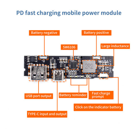 SW6106 PD charge rapide QC3.0 module d'alimentation mobile FCP charge rapide bidirectionnelle 5V9V12V ► Photo 1/6
