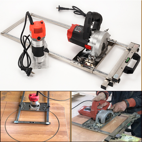 Multifonction électricité scie circulaire tondeuse Machine bord Guide positionnement planche à découper outils bois routeur ► Photo 1/6