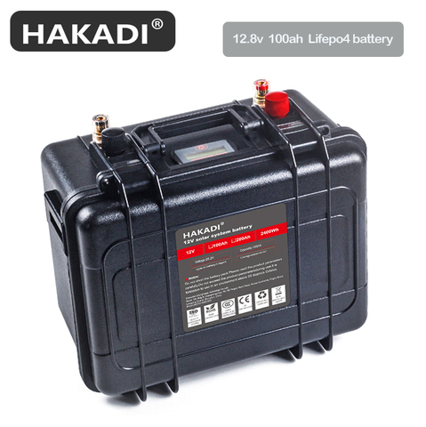 HAKADI 12v 100ah Cycle profond Lifepo4 Lithium fer Phosphate batterie bms intégré pour chariot de Golf Ev Rv batterie de stockage d'énergie solaire ► Photo 1/6