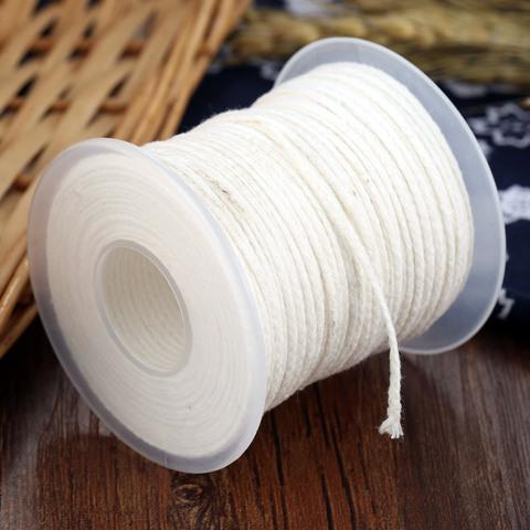 1 bobine de mèches de bougie tressées carrées en coton non ciré, noyau de cire 61m X 2mm pour la fabrication de bougies artisanat bricolage fournitures ► Photo 1/6
