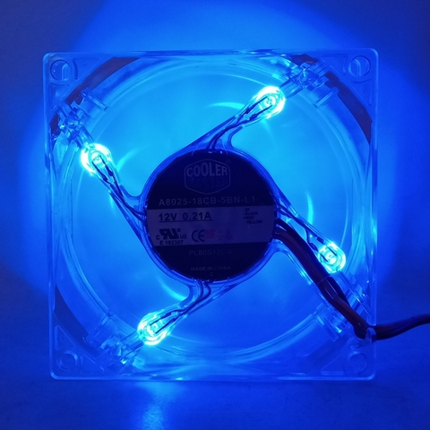 Ventilateur silencieux, 8cm, boîtier CPU d'ordinateur transparent, bleu clair, mesure de la vitesse, A8025-18CB-5BN-L1 8025 80mm ventilateur led 12V ► Photo 1/4