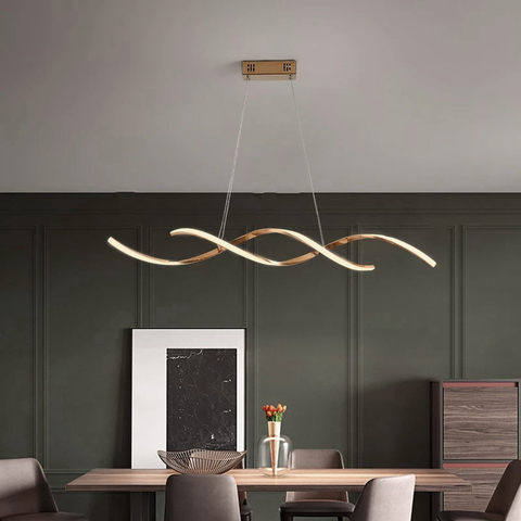 Lampe suspendue au design moderne pendentif Led, plaqué or et chromé, disponible en 90/AC85-265V cm, idéal pour une cuisine, un Bar, 110cm ► Photo 1/6