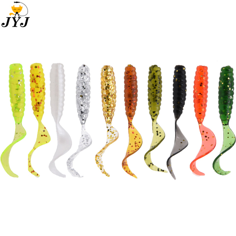 50pcs 4/5/6/8/9cm Artificiel Doux Leurres De Pêche Swimbait Queue Grub Leurres Ver Grub Leurres Appâts Silicone Leurres De Pêche ► Photo 1/6