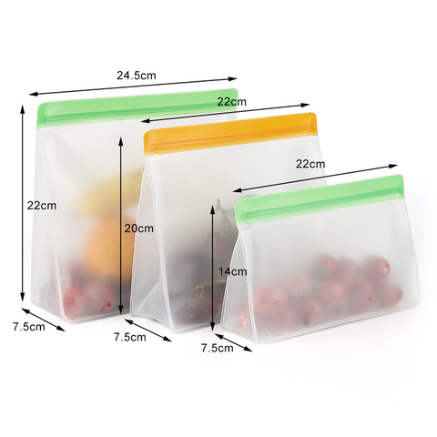 Stockage des aliments PEVA conteneurs mis en place des sacs frais Zip Silicone réutilisable déjeuner fruits étanche tasse congélateur légume tasse bol ► Photo 1/6