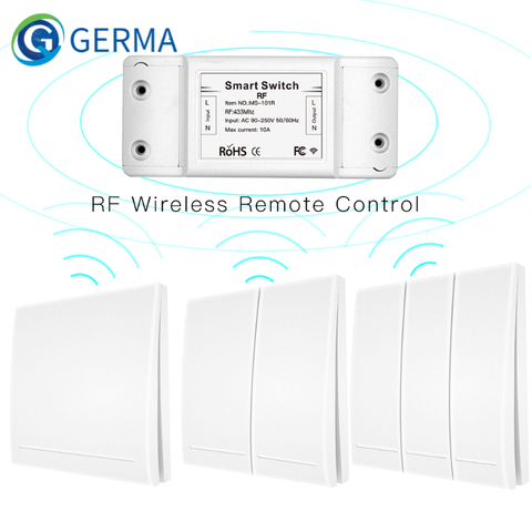 GERMA 433Mhz sans fil commutateur intelligent RF télécommande récepteur bouton poussoir contrôleur 86 panneau mural émetteur commutateur pour la maison ► Photo 1/6
