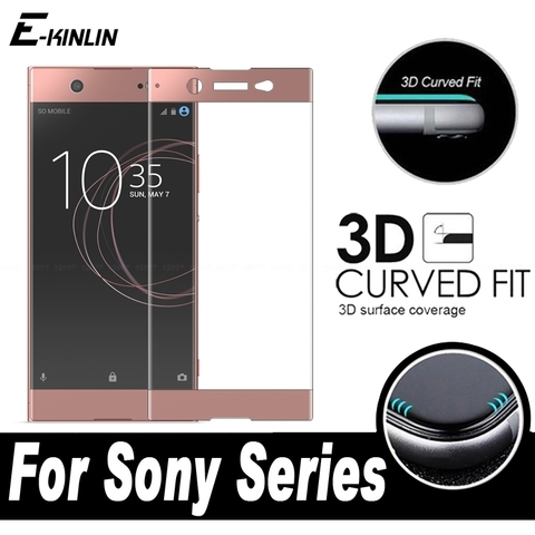 Protecteur d'écran de couverture incurvée 3D pour Sony Xperia XZ3 XZ2 XZ1 XZ XZS X Compact XA XA1 XA2 Plus Ultra Premium Verre Trempé ► Photo 1/1