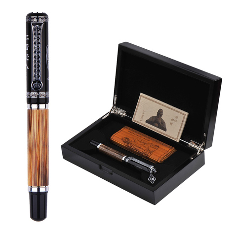 Duke classique Confucius naturel bambou métal gaufré motif plume stylo Iridium moyenne plume 0.7mm encre stylo pour bureau/cadeau ► Photo 1/6