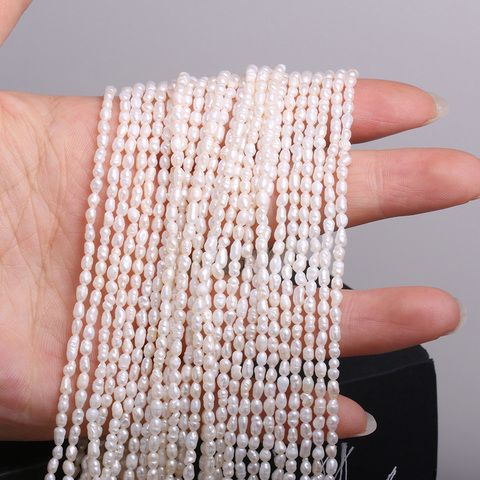 Perles d'eau douce naturelles petite forme de riz pour la fabrication de bijoux collier à faire soi-même Bracelet taille 2-3mm ► Photo 1/4